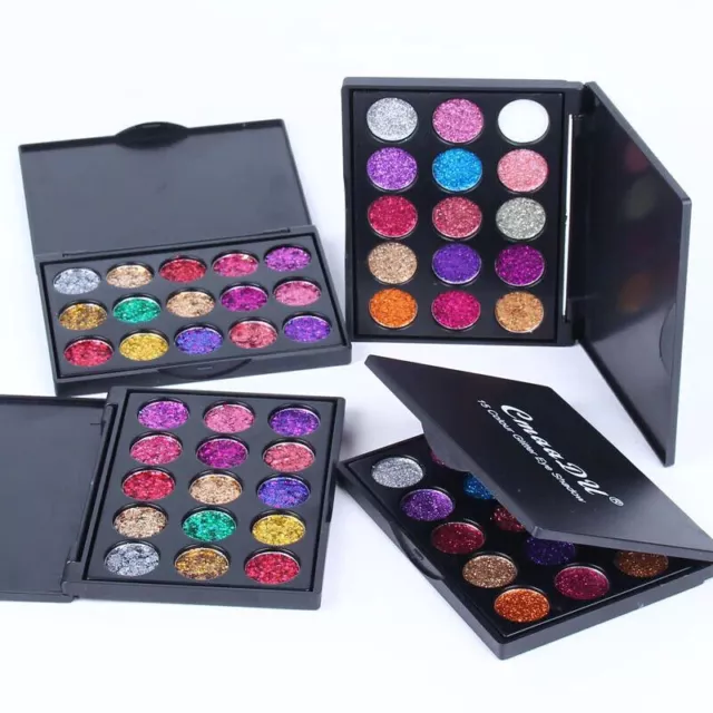 15 Farben Wasserdicht Glitzer Lidschatten Lidschatten Palette Langlebiges Make-up Kit Set