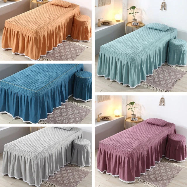 Cubierta de cama de masaje falda de mesa encaje acolchada cenefa sábana SPA con orificio facial