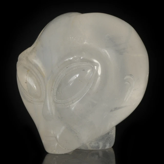 Cristal de cuarzo transparente natural de 1,57" tallado a mano curación de cráneo alienígena #36G