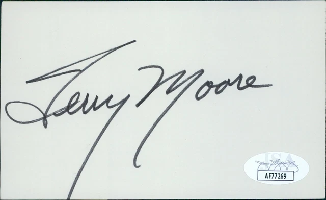 Terry Moore Actress Signed 3x5 Index Card JSA Authenticated