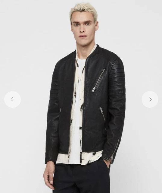 All Saints Spitalfields Mens MARSDEN Leather Bomber Jacket LARGE