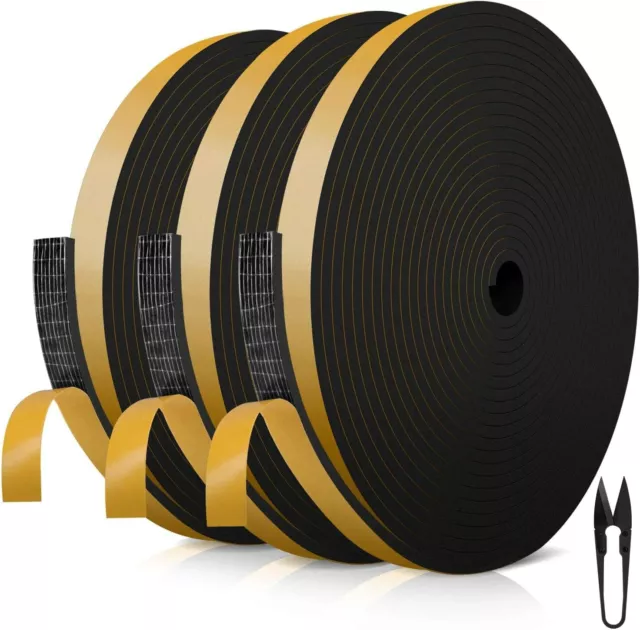 18M Rubber Seal Weather Strip Foam Sticky Tape - Door & Window Draught Excluder.