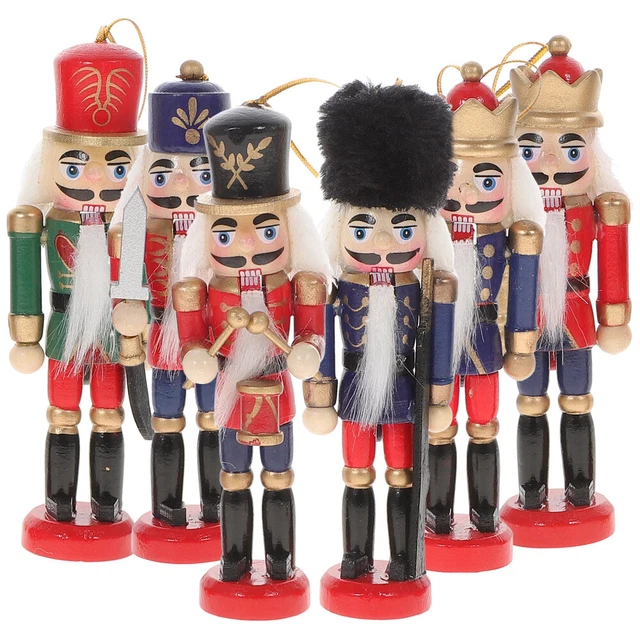 6 pz schiaccianoci legni figura camino natalizio colorata
