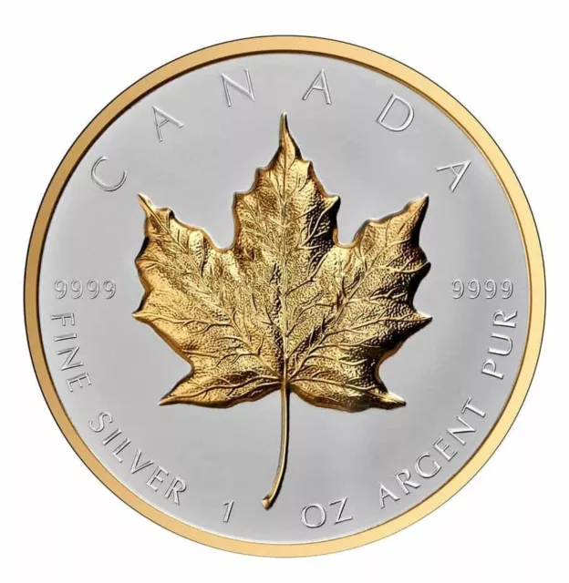 Moneda de Plata Fina de 1 oz $20 Canadá 2023 - Hoja de Arce de Plata en Alivio Ultra Alto .9999