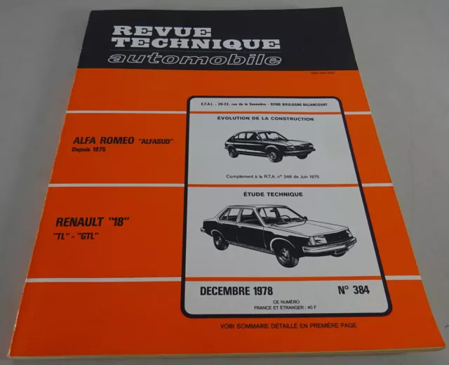 Reparaturanleitung Revue Technique Alfa Romeo Alfasud / Renault R18 Stand 1978