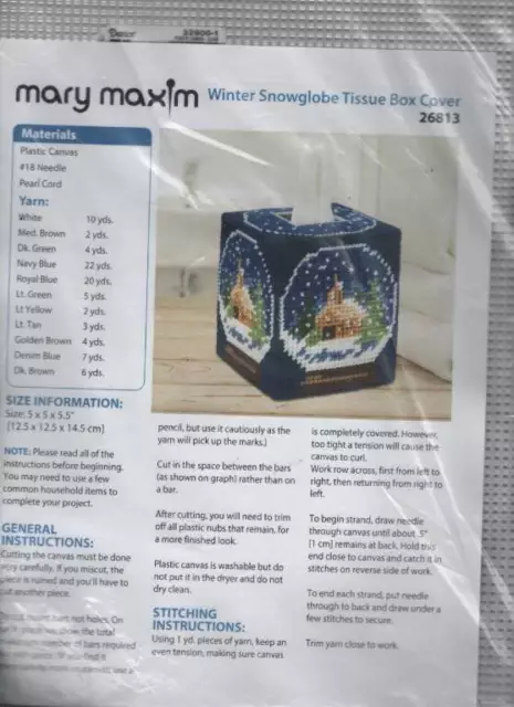 Mary Maxim Fish Bowl Tissue Box Cover Plastic Canvas Kit