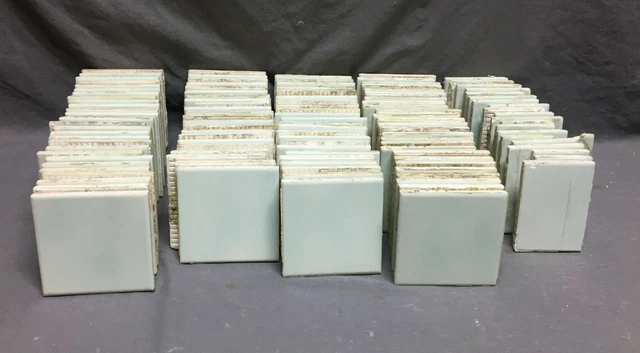 Antique 118 Ceramic 1930's Pale Blue National Bathroom Tiles 4x4 VTG 1560-21B