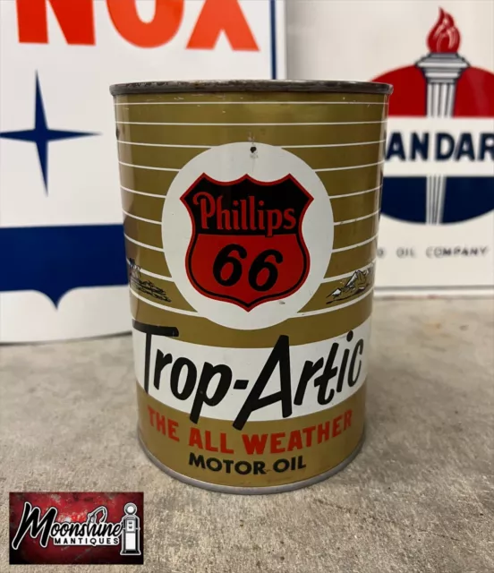 1950’s PHILLIPS 66 Trop Artic Motor Oil Can 1 qt. - Gas & Oil