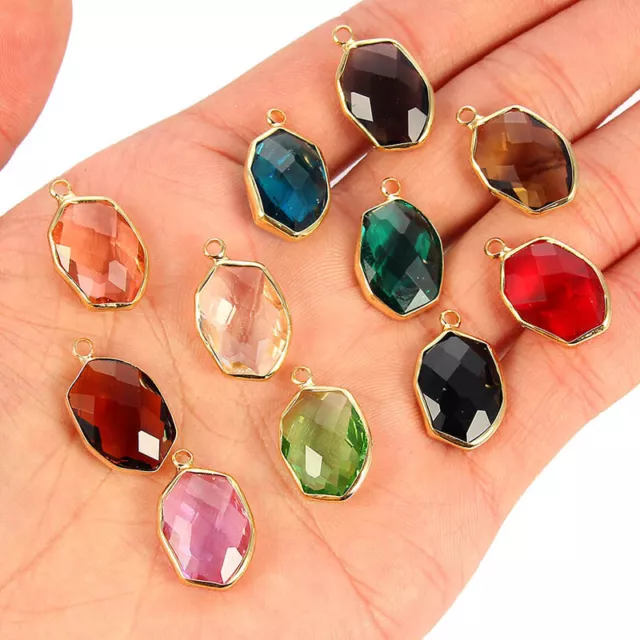 Faceted Crystal Glass Beads Connector Charm DIY Bracelet Earrings Jewelry Making