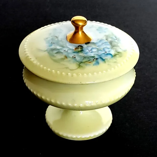 Antique Hand Painted Porcelain Pedestal Trinket / Button Box, O&EG Royal Austria