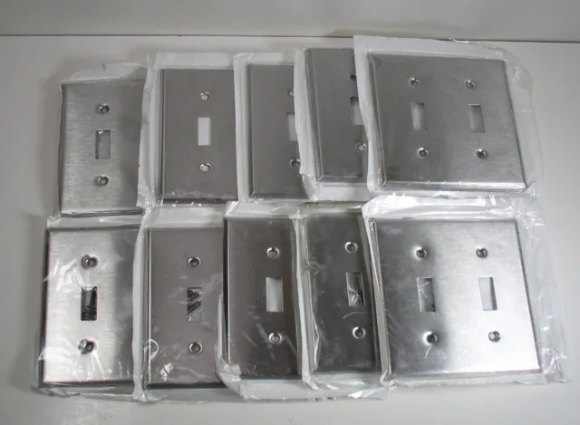 14X Leviton 84009 Stainless Steel 2-Gang Toggle Switch Wall Plate Cover