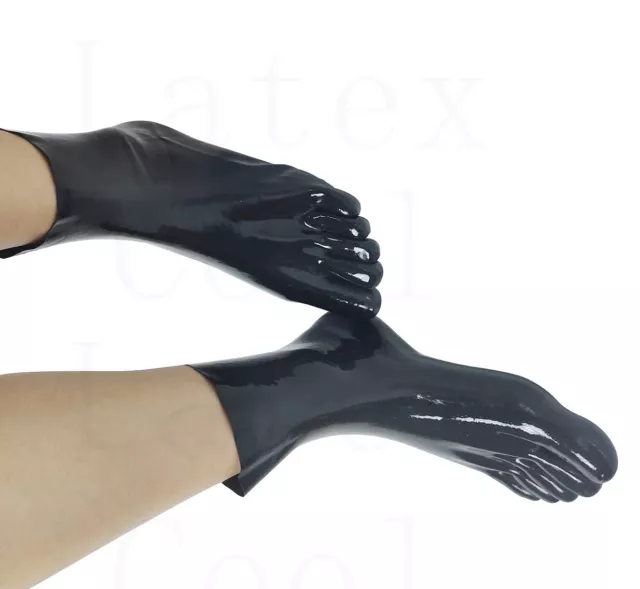 100% LATEX RUBBER Black Toe Socks Seamless Five Finger Sock 0.4mm Socks ...