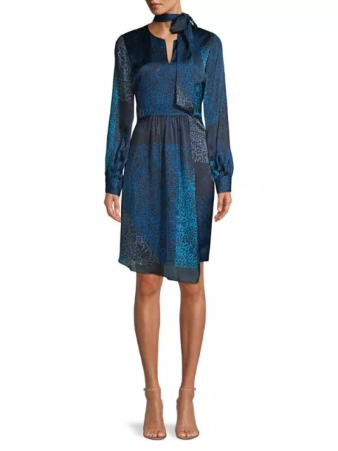 ELIE TAHARI Alara Leopard-Print Patchwork Silk Dress, Multicolor, UK8/US 4, $468