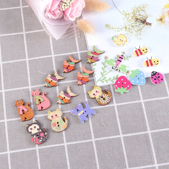 sewing buttons 50 STÜCKE Holzknöpfe DIY Mixed Design Holz Knöpfe Handwerk