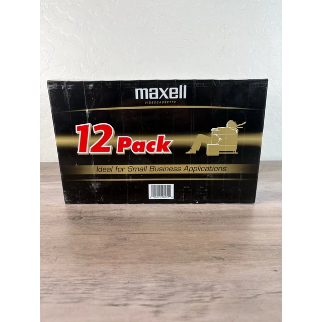 MAXWELL 12 PACK Black VHS Cassette Tapes- 6 Hours- Premium Grade- New ...