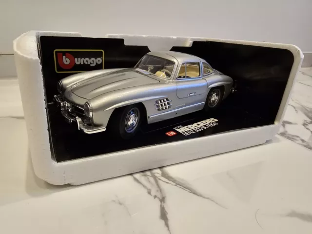 ✨️ Bburago Burago Mercedes Benz 300 SL (1954) Modellauto 1:18 Cod.3013 Silber ✨️