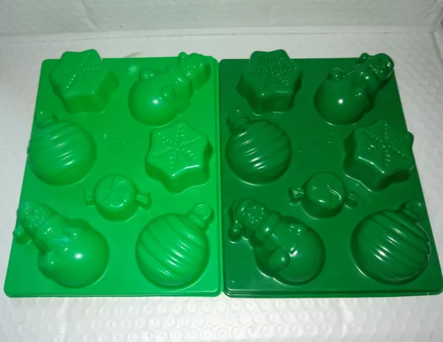 Juego de 2 adornos verdes muñecos de nieve copos de nieve dulces 2