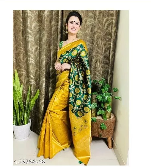 Seide Saree indisch neu Designer schicke Hochzeit Party Kleidung Bollywood pakistanischer Sari