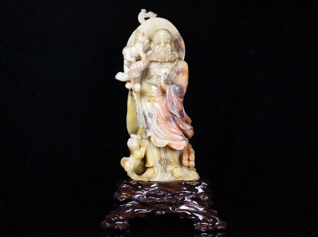 Chinese Exquisite Handmade Arhat Carving Shoushan Stone Statue