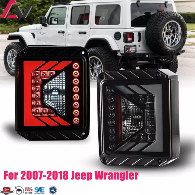 For Jeep Wrangler 2007-2018 Smoke LED Tail Lights Backup Brake Signal Brake Lamp