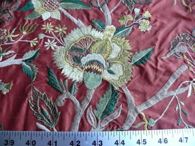 By Yd Lee Jofa Dana Embroidery.brick Silk Red Flower Power Msrp$498/Y