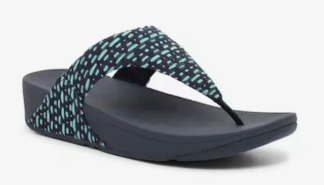 Fitflop Lulu Geo Webbing Sandal Womens 10 Shoes Leather Thong Flip Flop Wedge