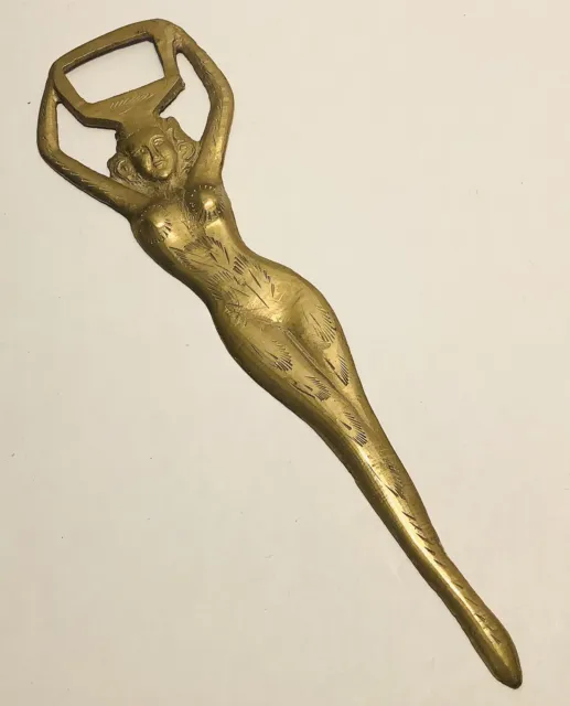 Vintage Retro Cast Brass Naked Lady Bottle Opener Indian Deco Style