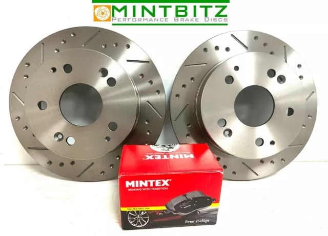 Ford Mondeo Estate 1.6 09/10-12/15 Rear Brake Discs & Brake Pads Dimpled Grooved