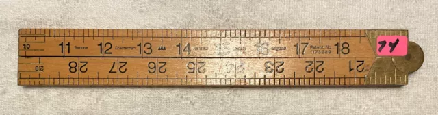 Vintage RABONE CHESTERMAN No 1162 Boxwood & Brass Folding Ruler " Yard Metric 74