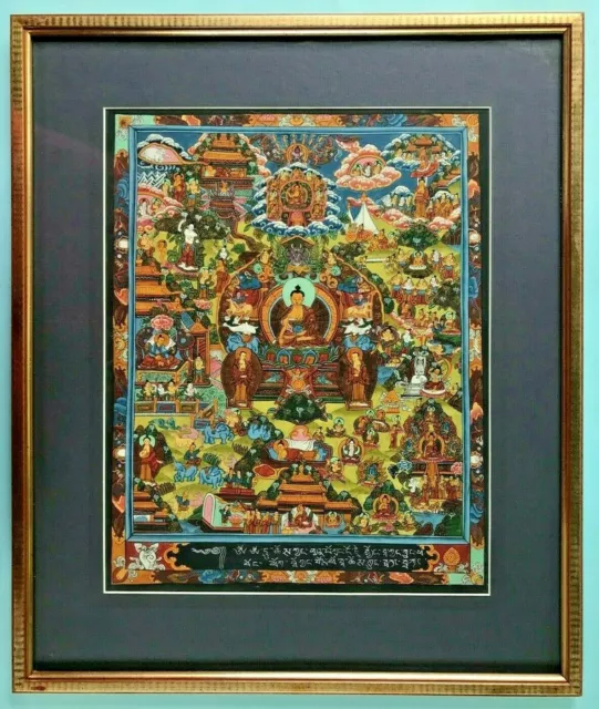 Antik handgemalt Meditations Bild Thangka 44x52 Tibet? detaillierte Darstellung
