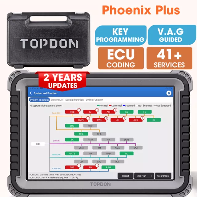 2024 TOPDON Phoenix Plus Bidirectional Car Diagnostic Scanner Tool ECU Coding UK