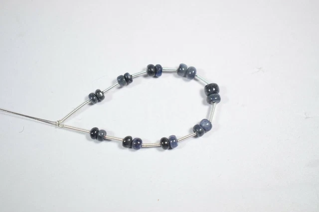 4-5MM Natural Blue Sapphire Plain Rondelle Shape Gemstone Beads 4"Jewelry Making