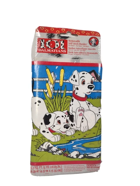 Vtg DISNEY 101 Dalmations Peel And Stick Self stick Border Wallpaper NEW 5 yards