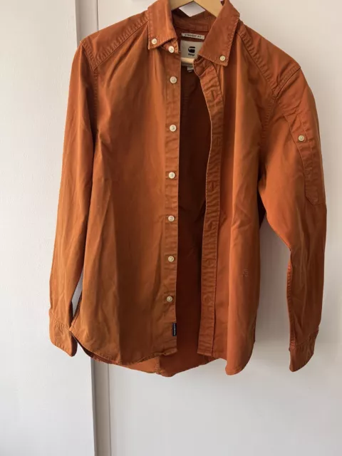 G-Star GStar Raw Mens Stalt Button Down Long Sleeve Shirt Rust Orange Cotton S