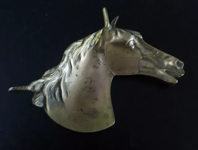 Ancien Cendrier Vide Poches Ou Presse Papier Forme Tete De Cheval En Bronze