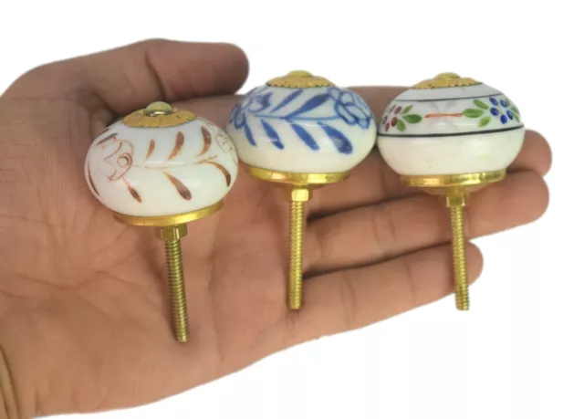 Fleur Design Main Peint Vintage Céramique Porte Boutons Armoire Tirer i24-219