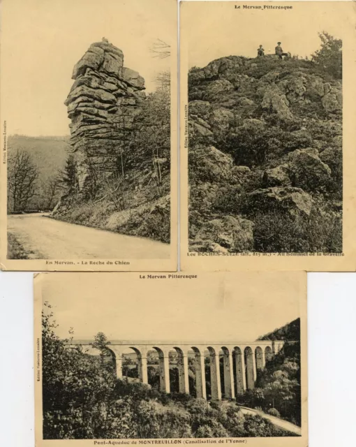 *32121 cpa lot de 3 cartes le Morvan Pittoresque