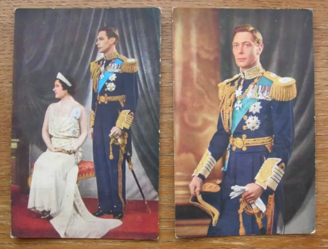 2 Cartes Postales du ROI GEORGES VI et de la Reine ELISABETH