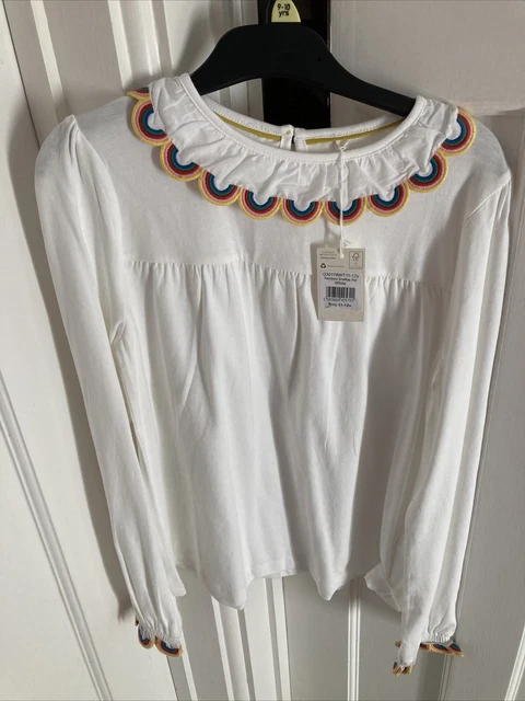 Girls Mini Boden  long sleeve top 11-12 years Rainbow Scallop BNWT