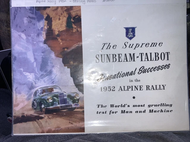 1953 Sunbeam-Talbot 90 Vintage Car Sales Brochure - Supreme 1952 Alpine Rally 1953 Sunbeam-Talbot 90 Vintage Car Sales Brochure - Supreme 1952 Alpine Rally