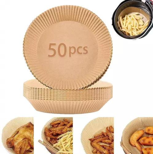 Carta Forno Per Friggitrice ad Aria Forno Microonde 50pz 16cm Fodere Usa e Getta