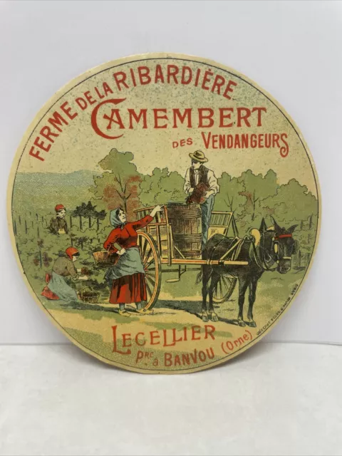 Ancienne Étiquette Fromage: Camembert Des Vendangeurs Lecellier Prc. Banvou Orne