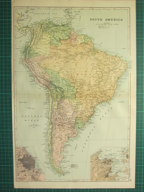 1893 Antique Map ~ South America Brazil Peru Argentina Buenos Ayres Rio Environs
