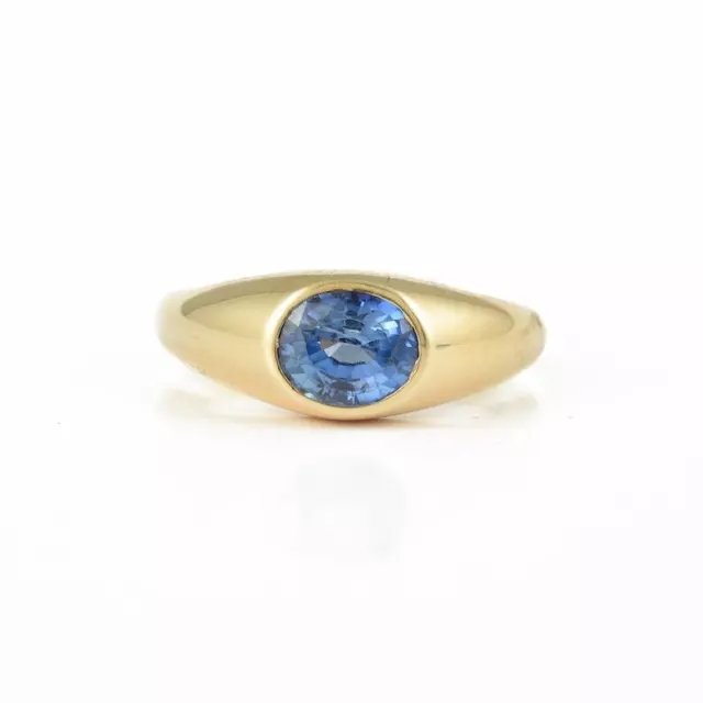 Natural Blue Sapphire September Birthstone Ring Solid 14k Yellow Gold d338