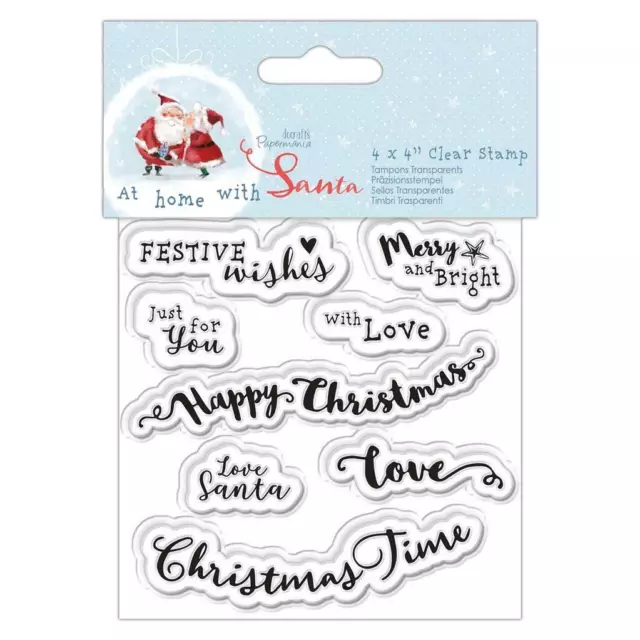 Papermania At Home With Santa Christmas Sentiments Clear Stamp Card Making Craft