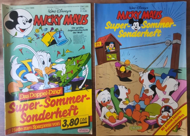 Micky Maus Comic Nr. 32 1986 Zeitschrift mit Super Sommer Sonderheft