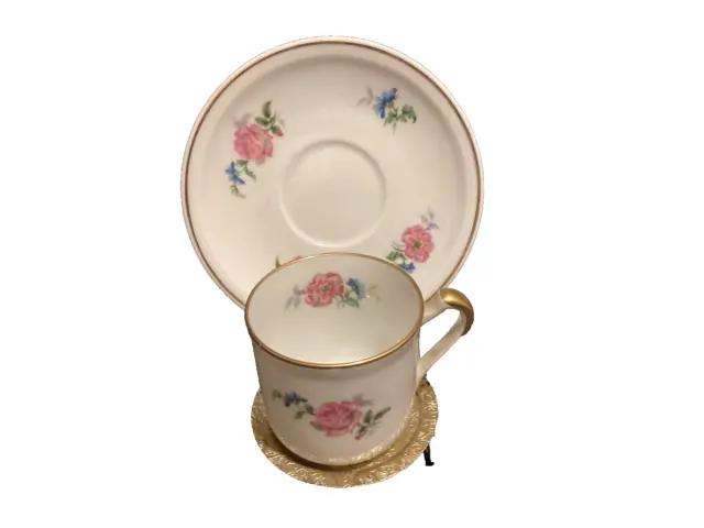 Vintage Charles J. Ahrenfeldt French Limoges Floral Demitasse Cup and Saucer