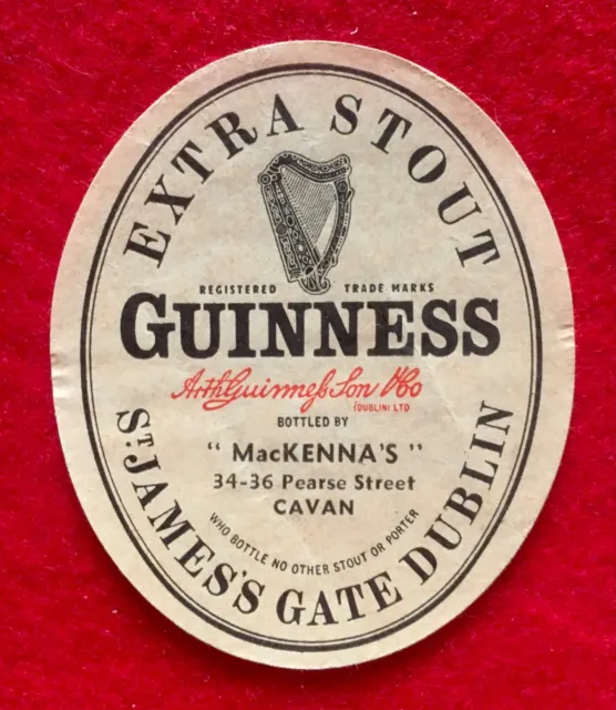 Guinness Bottle Label , Cavan , Co. Cavan , Brewery, Vintage.