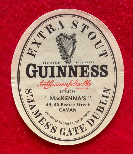 Guinness Bottle Label , Cavan , Co. Cavan , Brewery, Vintage.