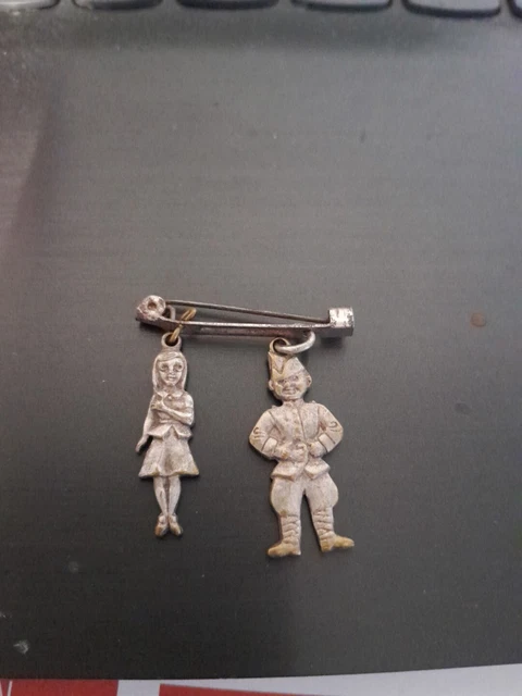 Broche Ancienne Ct DUBOC 1859-1940 - Émail Multicolore Sur Alliage, Pièce Vintage D'époque